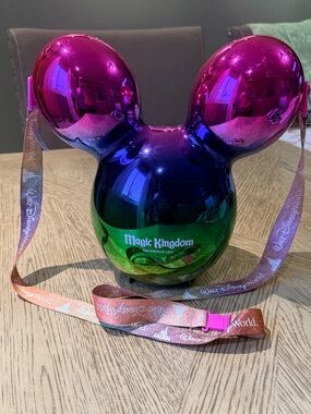Disney World Magic Kingdom Metallic Rainbow Mickey Balloon Popcorn Bucket 2022